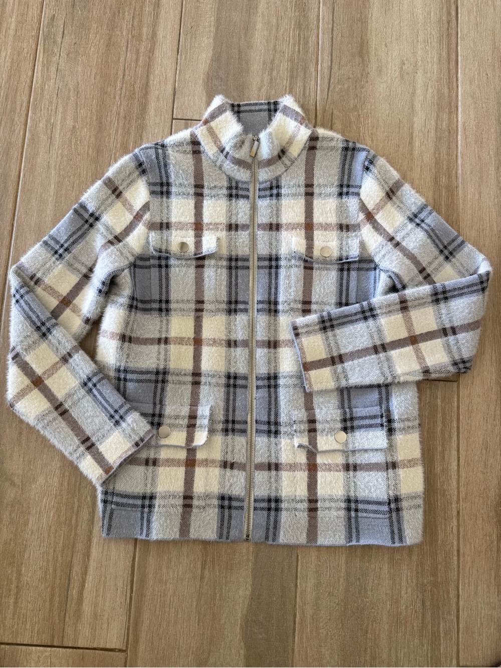 Rachel Zoe Plaid Zip-Front Jacket